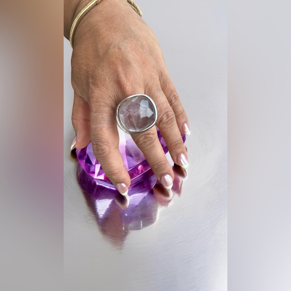 Vintage Del conte Sterling Silver Rose Quartz Ring